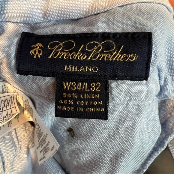 Brooks Brother Irish Linen Cotton Blend Light Baby Blue Chino Pants - Picture 7 of 9